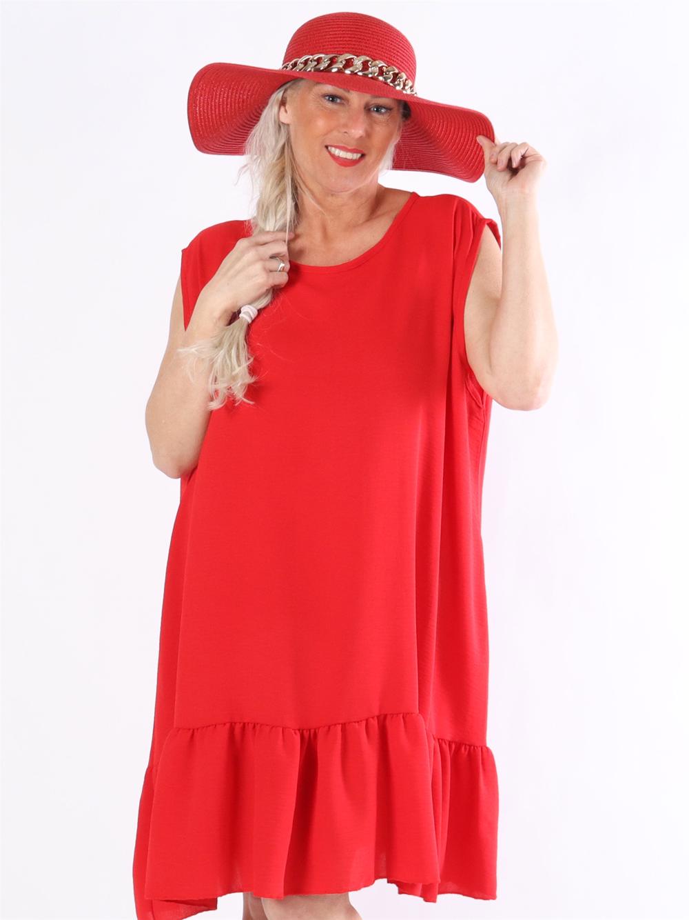 Manola - Kjole i løs pasform med flæsekant forneden